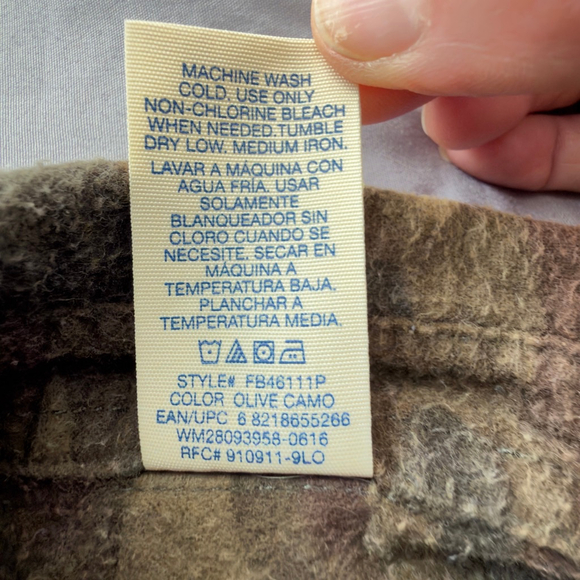 Faded Glory Boys’ Olive Camo Flannel Shirt – Size Large (10–12) - Picture 5 of 8